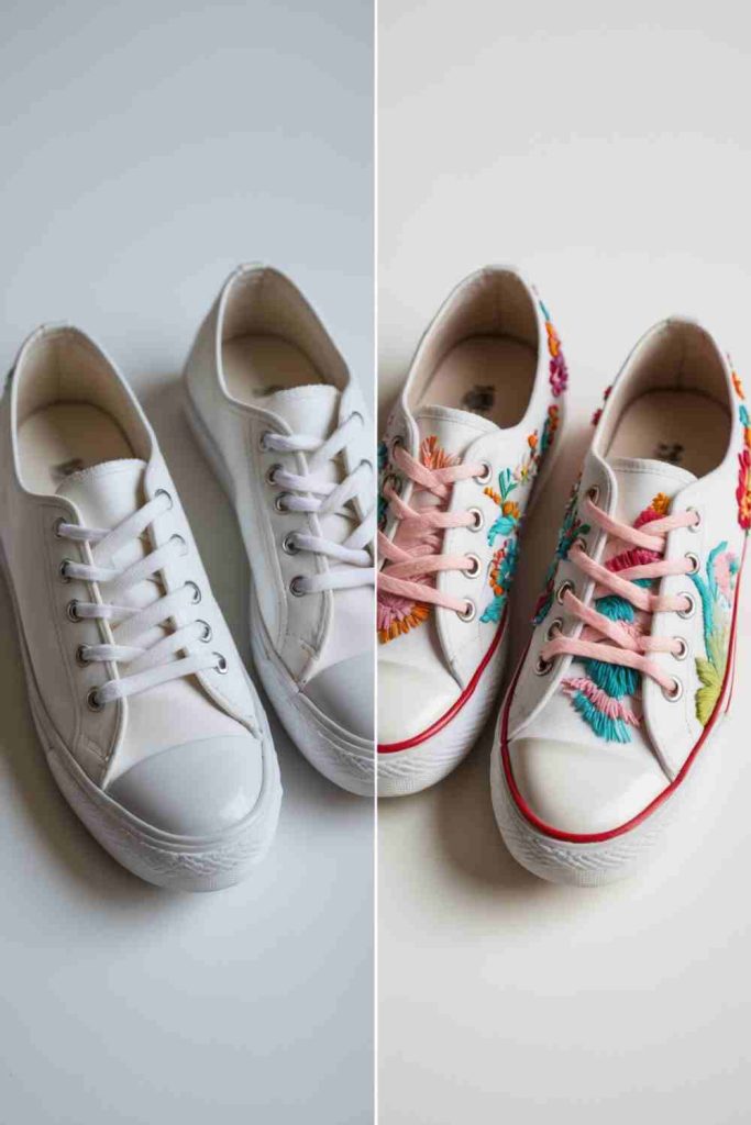Add Vibrant Floral Embroidery to Sneakers