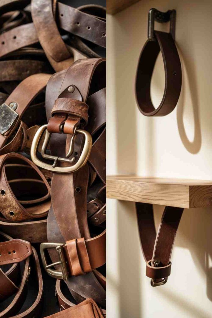 Create a Sleek Wall Shelf from Old Leather Belts