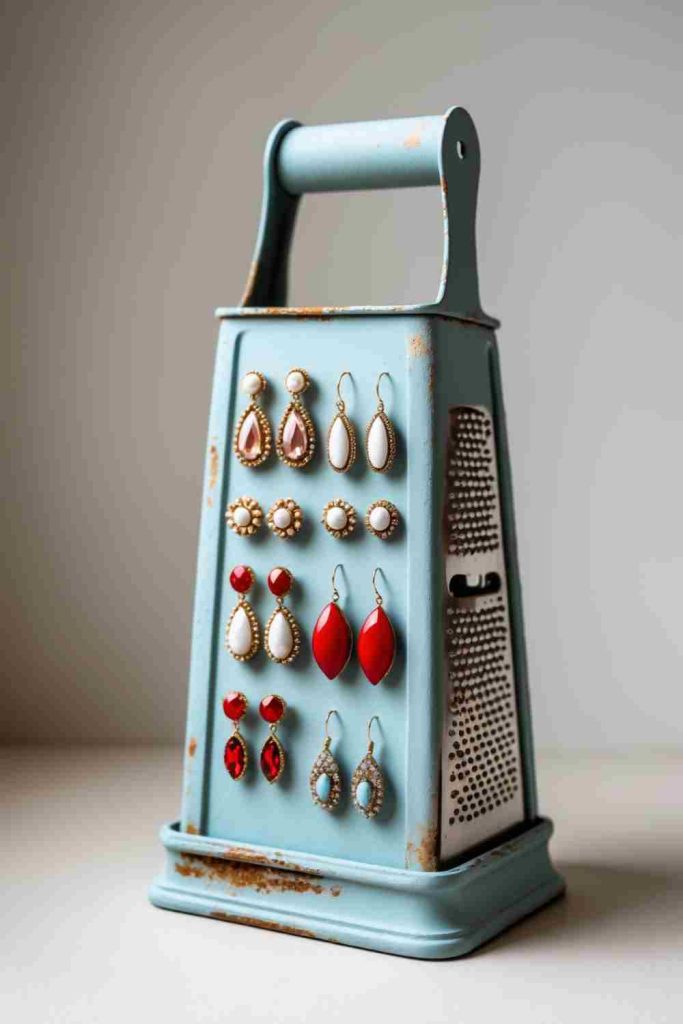 DIY Cheese Grater Earring Holder