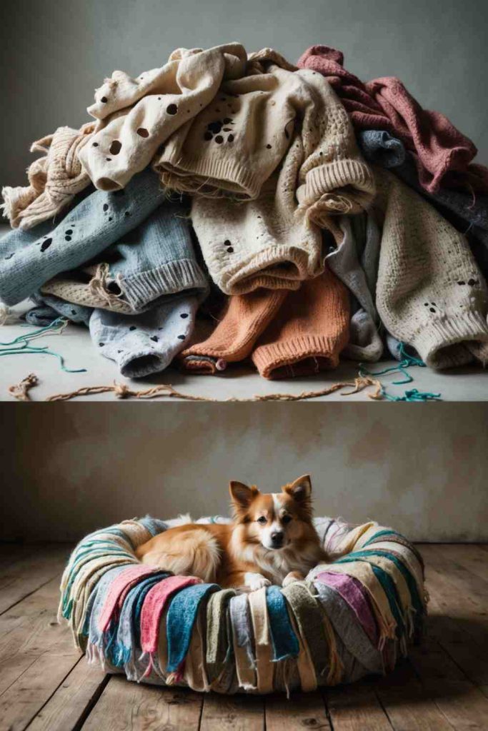 DIY Cozy Dog Bed from Upcycled Sweaters