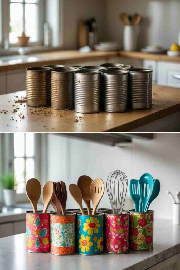 DIY Kitchen Organizers from Tin Cans