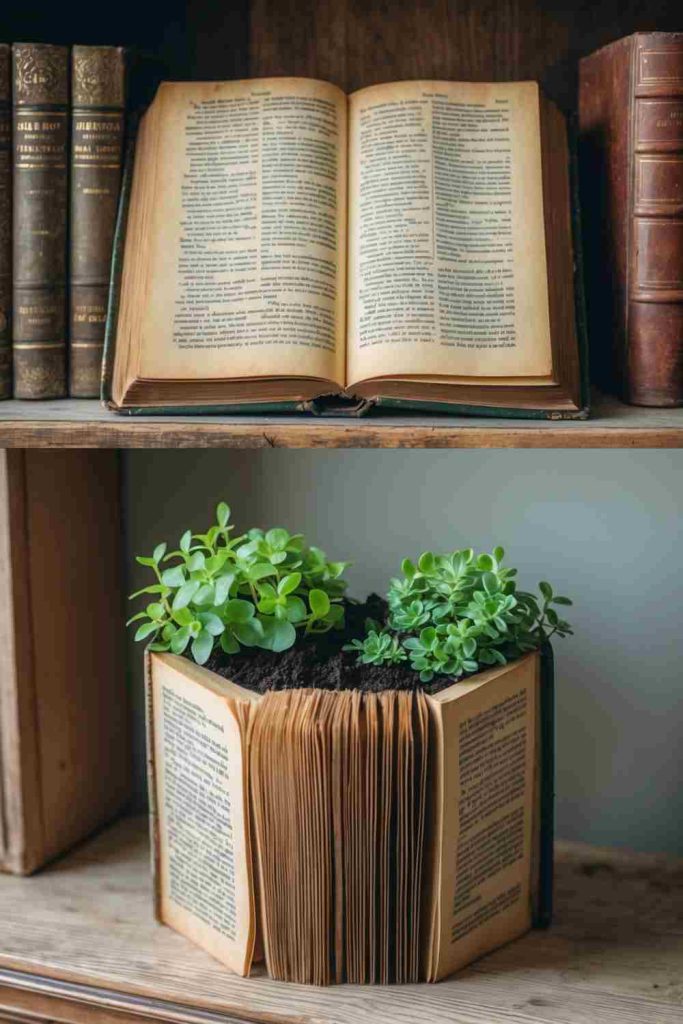 DIY Old Book Planter
