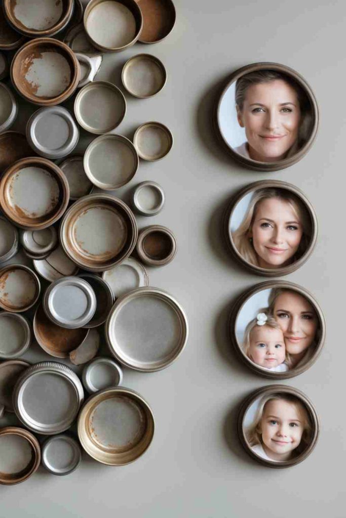 DIY Photo Frames from Metallic Lids