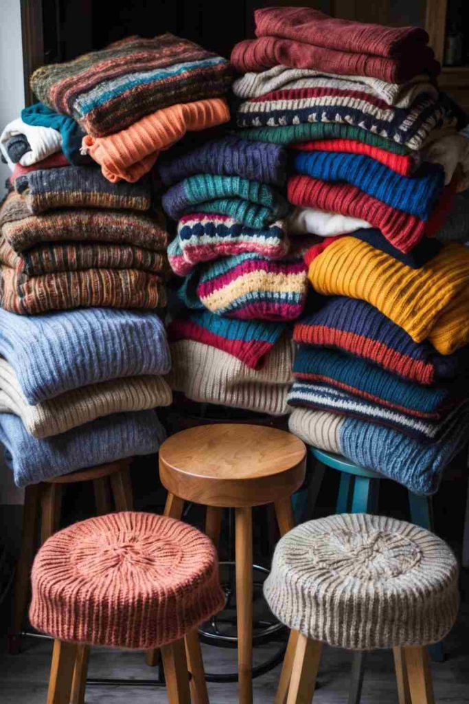 DIY Sweater Slipcovers for Stools