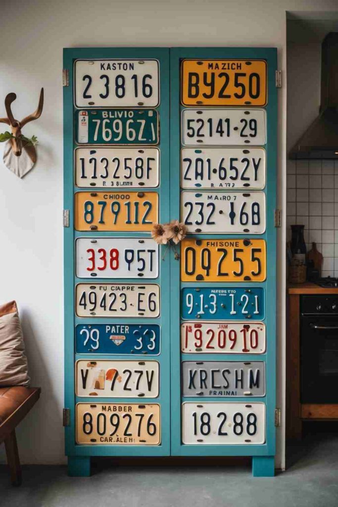 DIY Vintage License Plate Cabinet