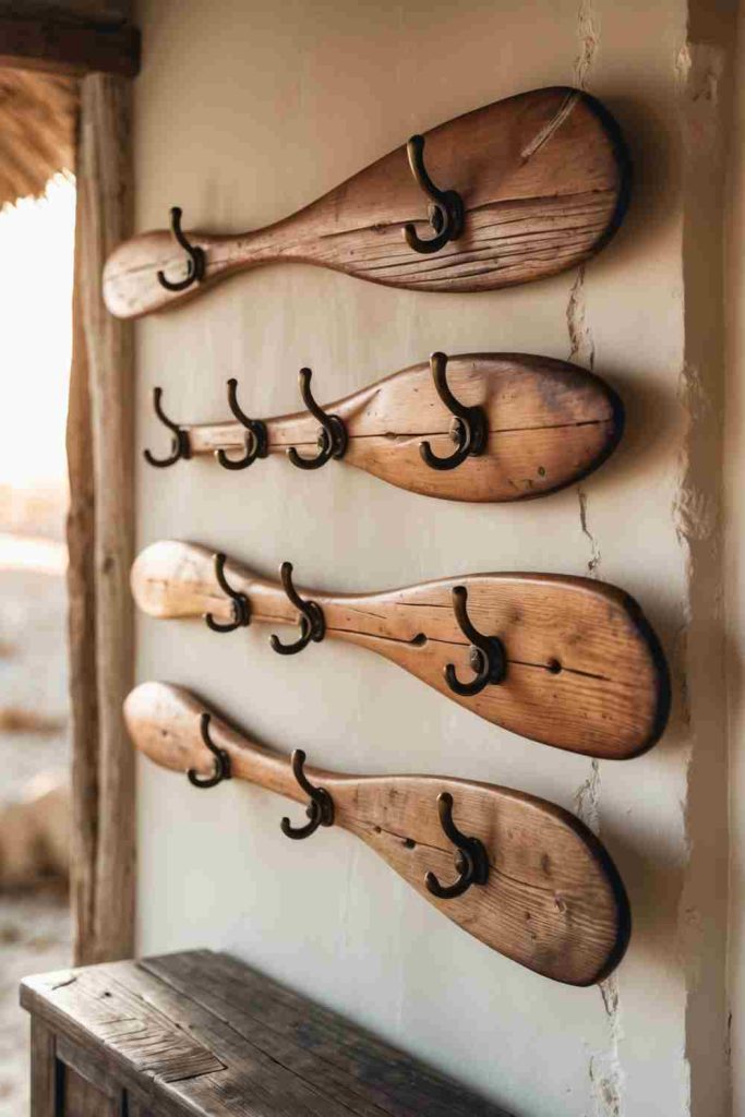 DIY Wooden Paddle Coat Rack
