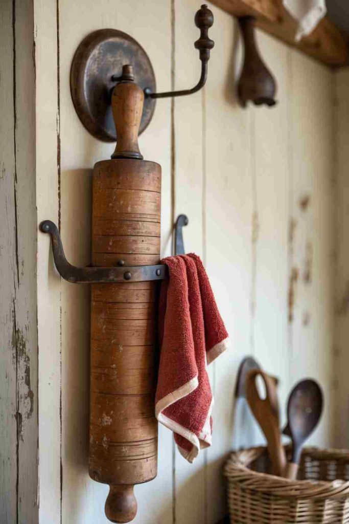 DIY Wooden Roller Towel Holder