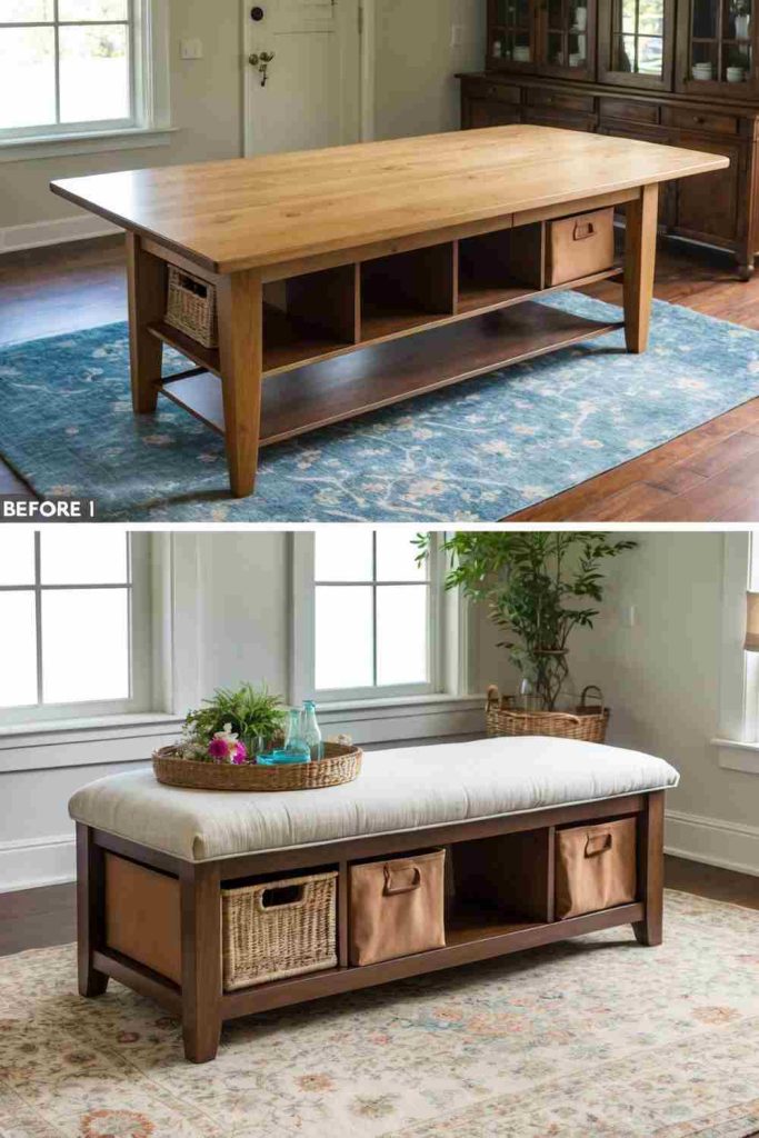 DIY Wooden Table to Cozy Bench