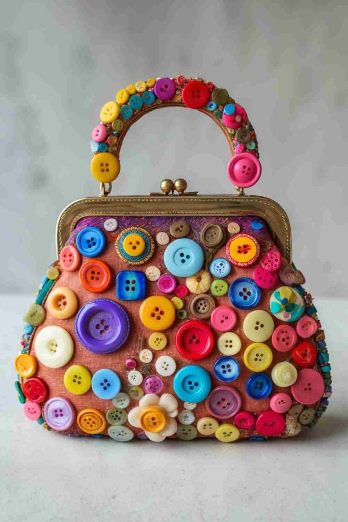 Decorate a Handbag with Vibrant Colorful Buttons