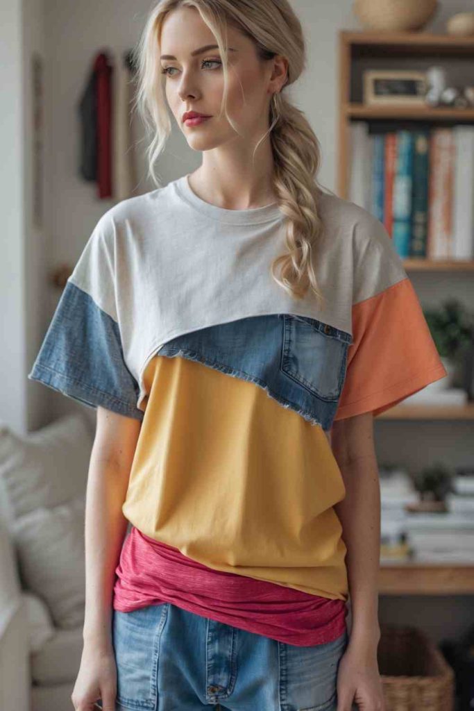 DIY Color-Blocked Denim and Fabric Design