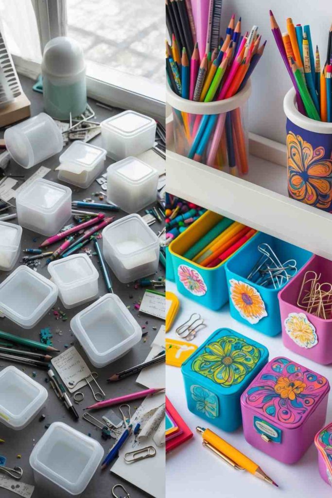 Organize Your Desk with Semi-Transparent Plastic Containers