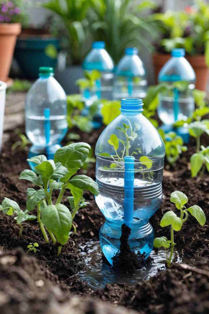 DIY Plastic Bottle Plant Watering System