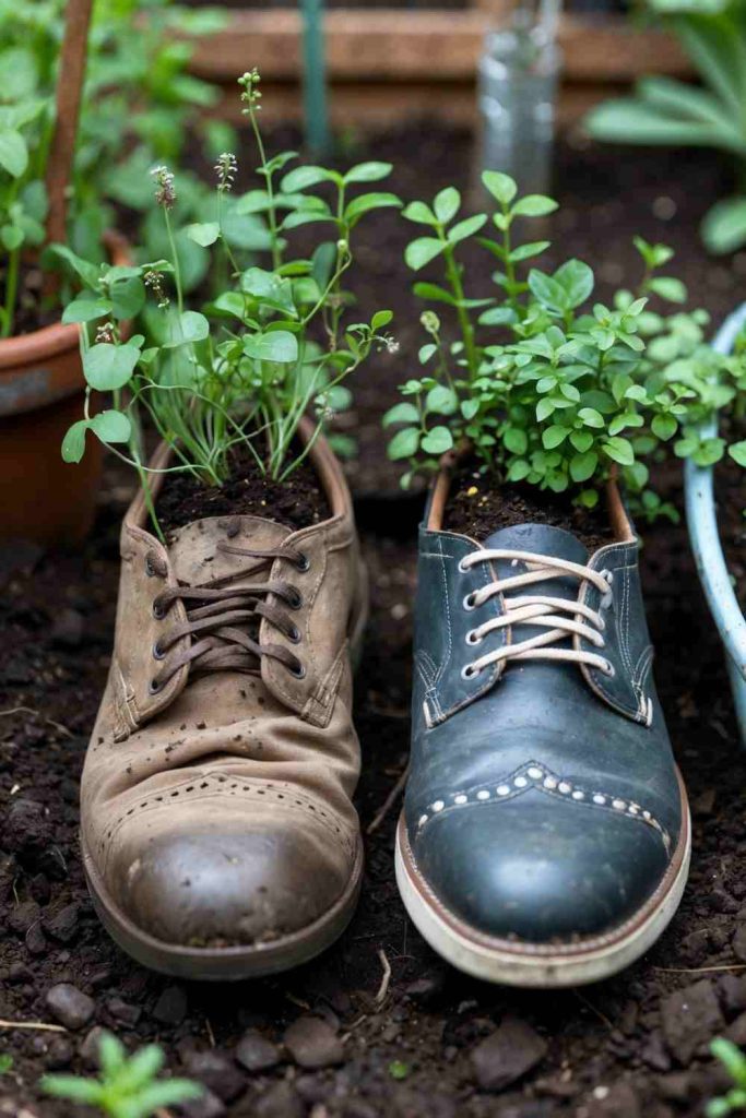 Repurpose Old Shoes into Whimsical Planters