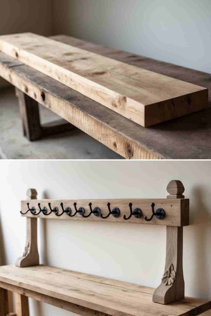 Simple Wooden Plank to Rustic Coat Rack  