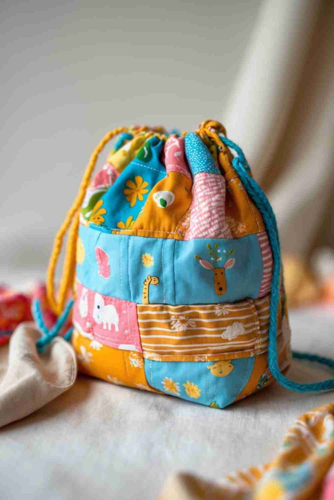 Sew a Colorful Small Toy Bag from Special Fabrics