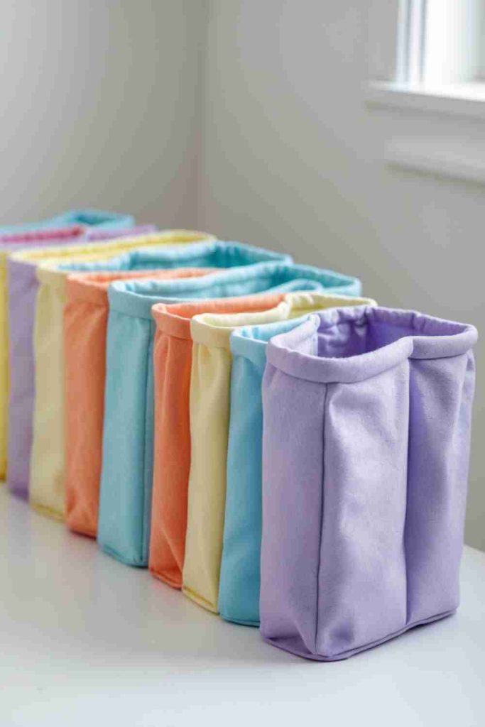 Craft Cute Soft Bookshelf Bins from Old Outfits