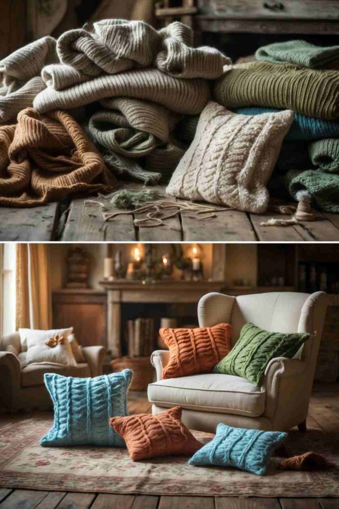 DIY Cozy Pillow Covers from Old Sweaters
