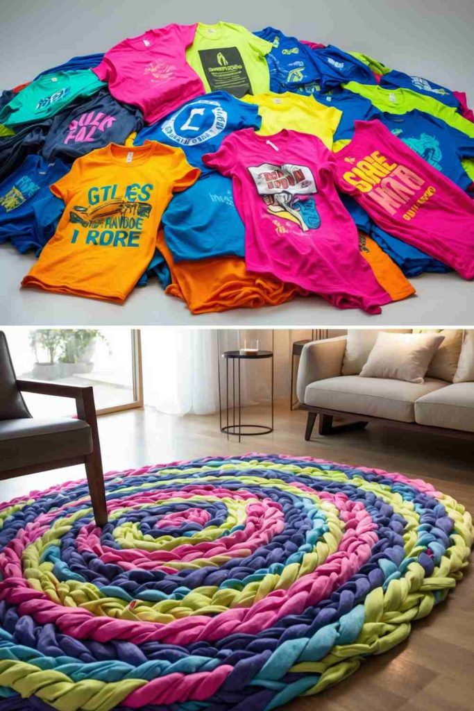 DIY Colorful Rug from Old T-Shirts