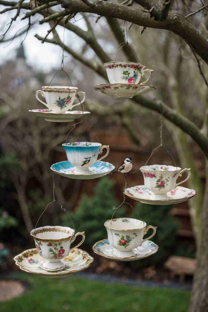 DIY Vintage Teacup Bird Feeder