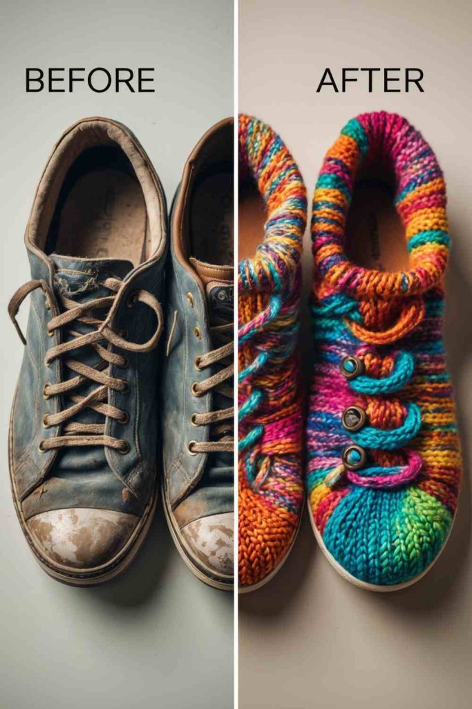 Transform Worn Sneakers with Knitted Fabric