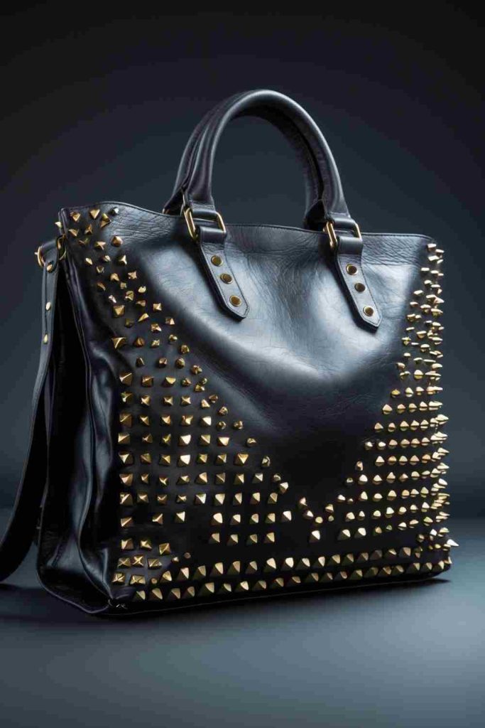 Transform a Black Leather Handbag with Gold Studs