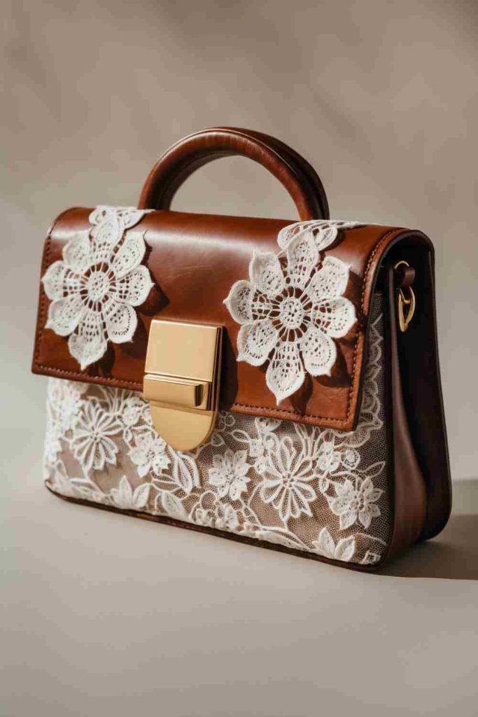 Transform a Brown Leather Handbag with Elegant Lace Details