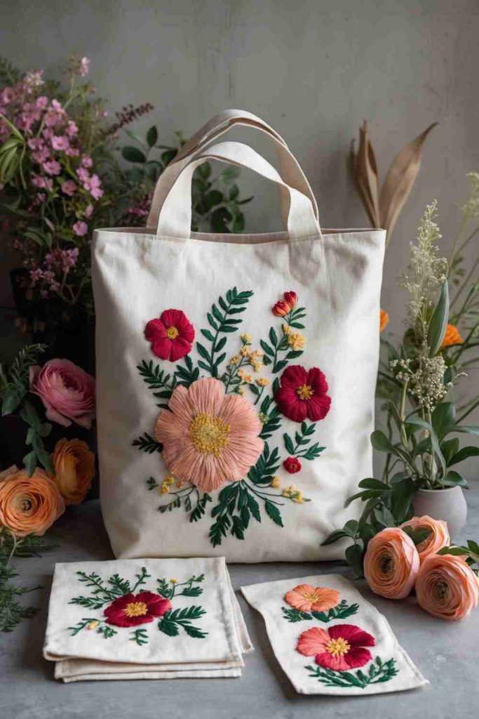 Transform a Plain Tote Bag with Floral Embroidery