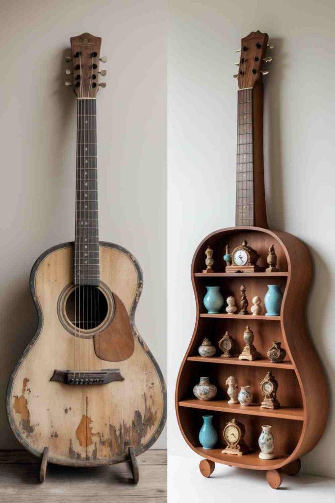 Transform an Acoustic Guitar into a Stylish Shelving Unit