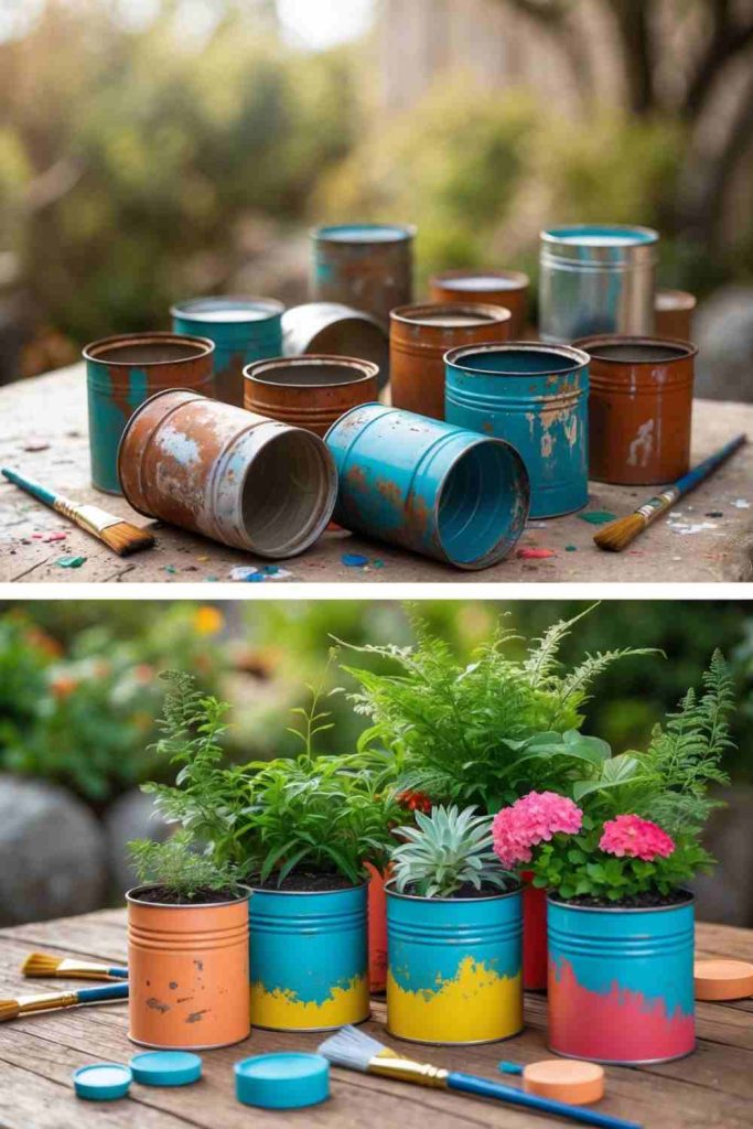 Turn Metal Cans into Colorful Plant Holders