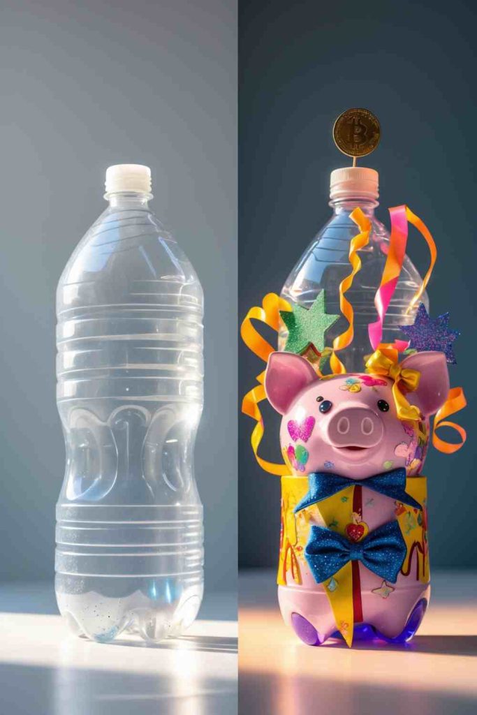 Turn a Plastic Bottle into a Festive Piggy Bank