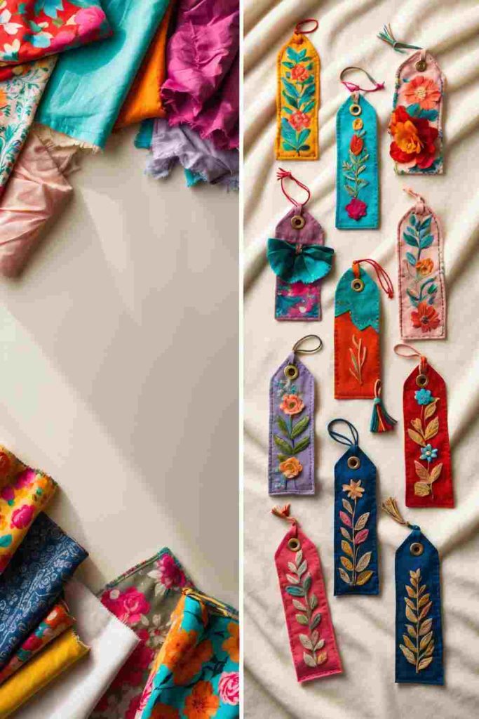 Upcycled Sewing Ideas: Craft Embroidered Tags & Bookmarks from Fabric Scraps