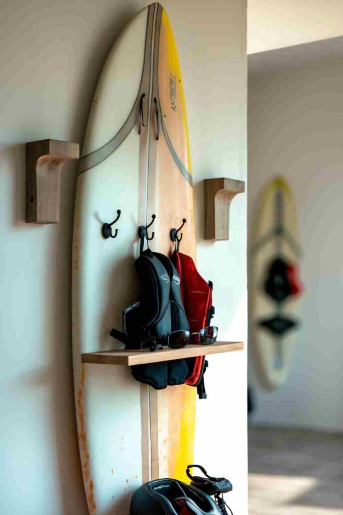 Upcycled Surfboard Storage Rack