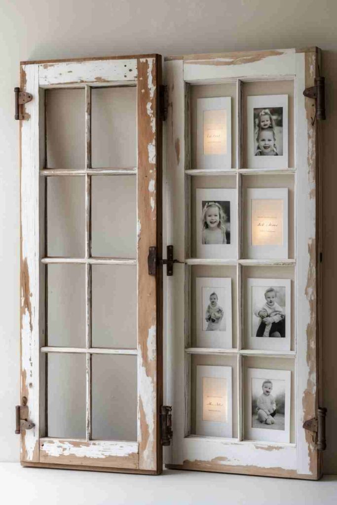 DIY Picture Display from a Vintage Window Frame