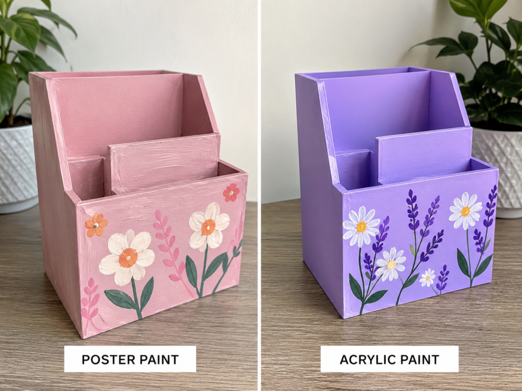 A Painted Desk Organiser Tests Adhesion on a Practical Object A Painted Desk Organiser Tests Adhesion on a Practical Object