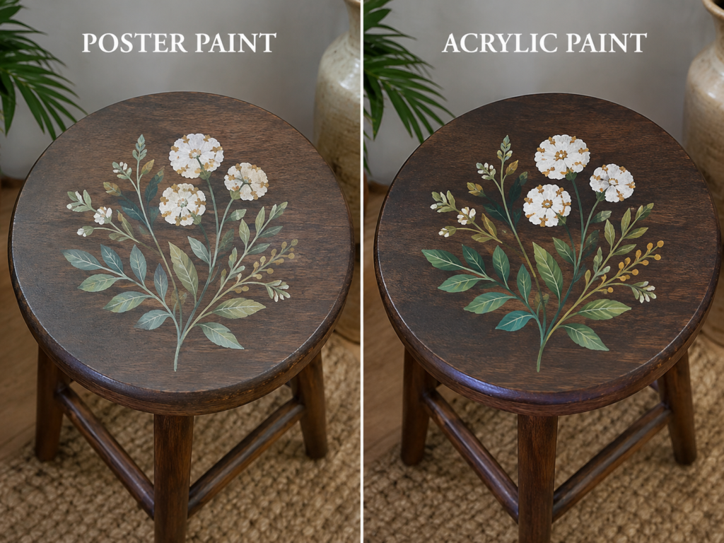 A Wooden Stool Shows Why Decorative Paint Must Respect Furniture Use A Wooden Stool Shows Why Decorative Paint Must Respect Furniture Use