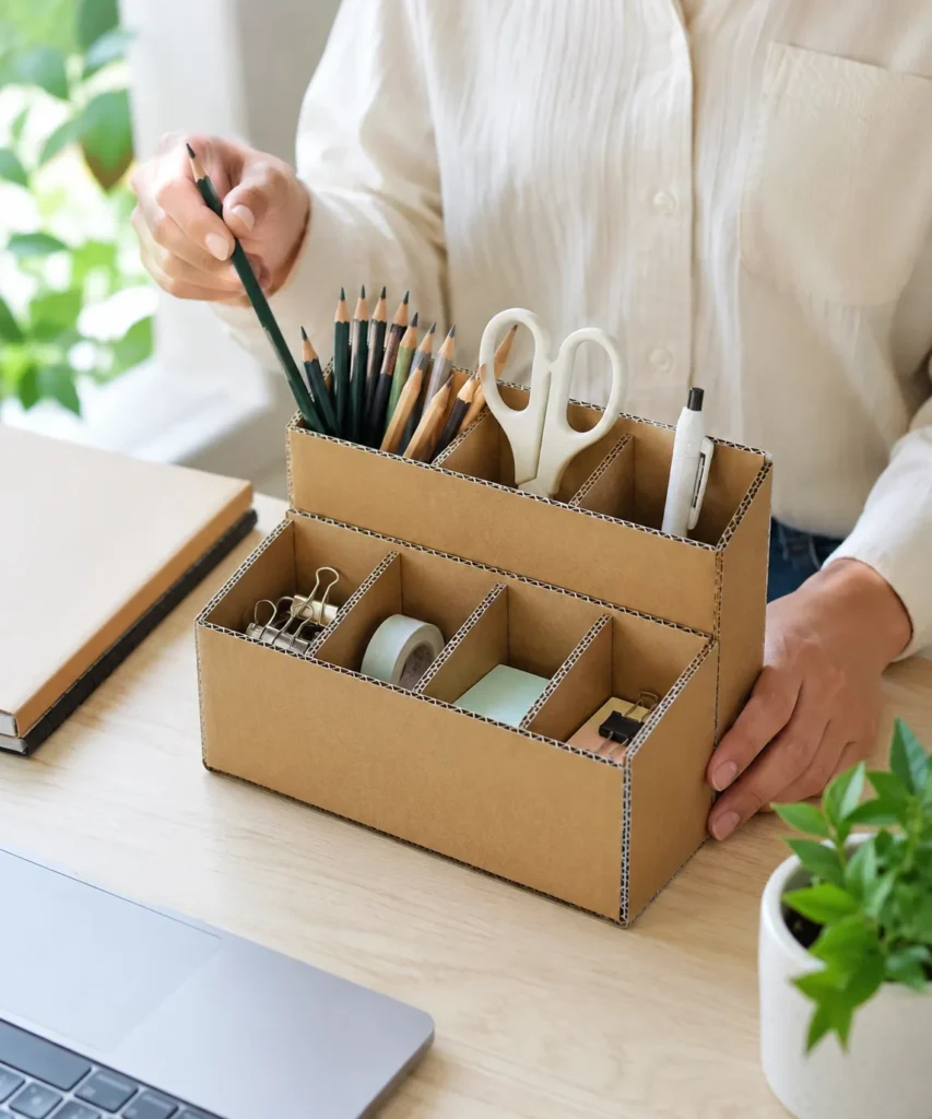 Build a Tiered Cardboard Desk Organizer