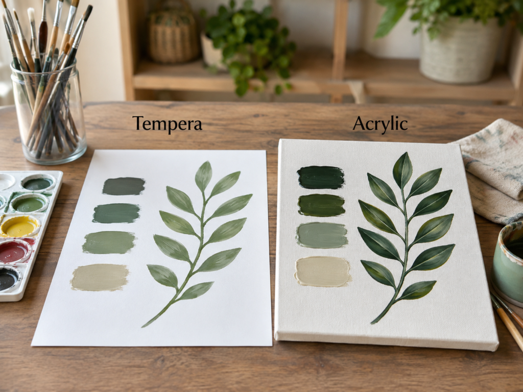 Compare a Leaf Study on Paper with a Layered Botanical Canvas Compare a Leaf Study on Paper with a Layered Botanical Canvas