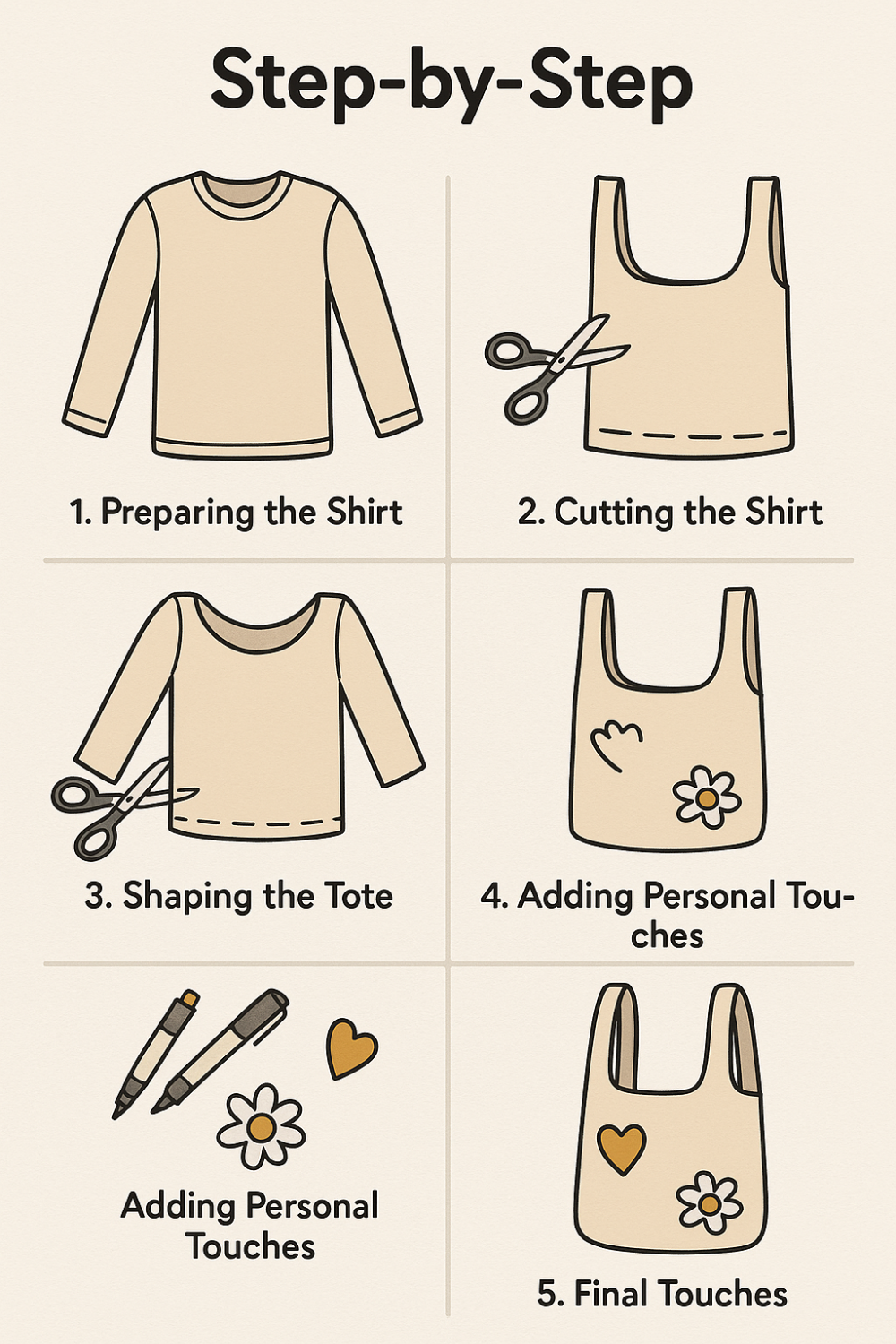 How to Upcycle Long Sleeve Shirt into Tote Bag steps