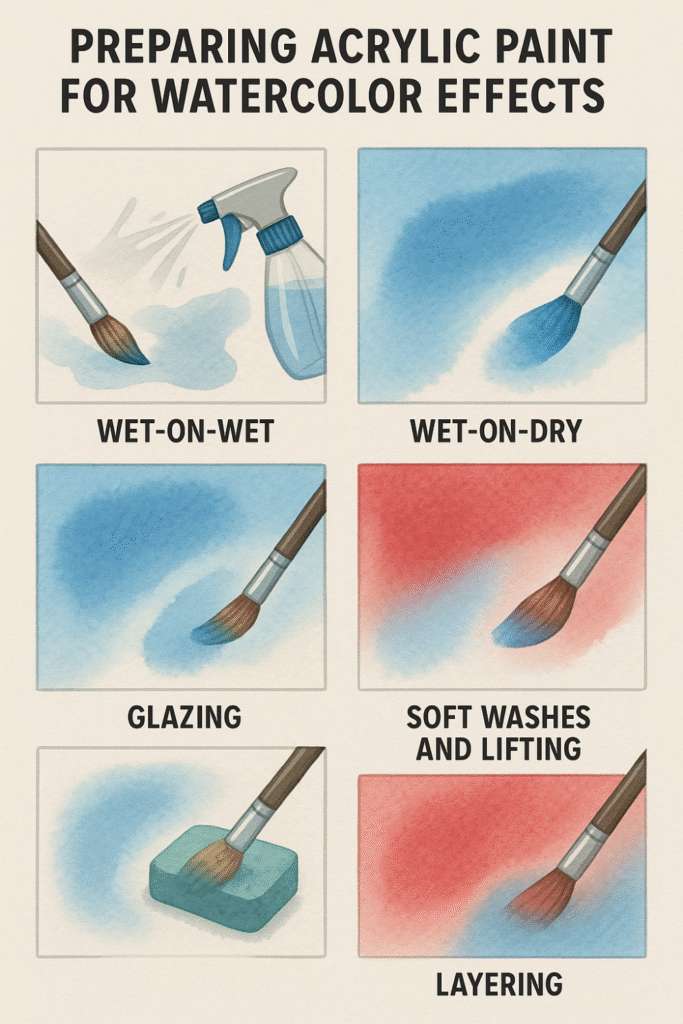 How to Use Acrylic Paint like Watercolor steps