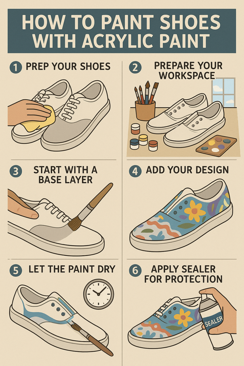 How to Use Acrylic Paint on Shoes steps