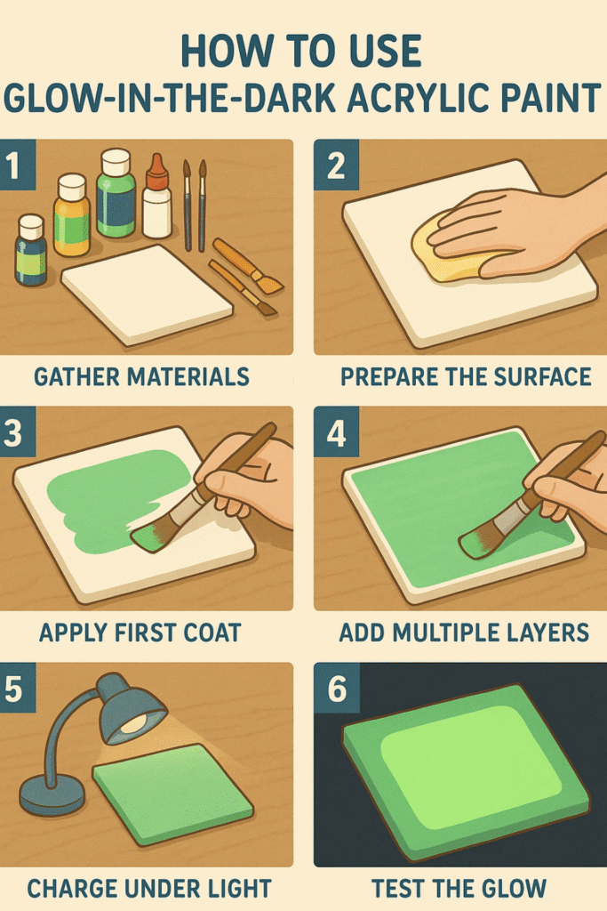 How to Use Glow in the Dark Acrylic Paint steps