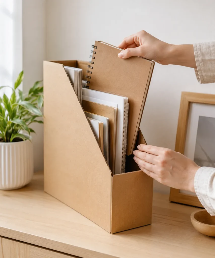 Make a Cardboard Magazine and Notebook Holder
