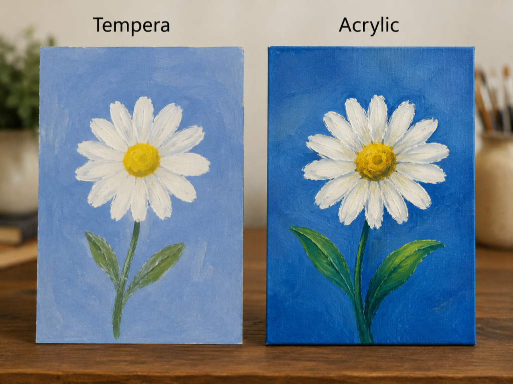 Paint the Same Daisy with Soft Tempera and Textured Acrylic Paint the Same Daisy with Soft Tempera and Textured Acrylic