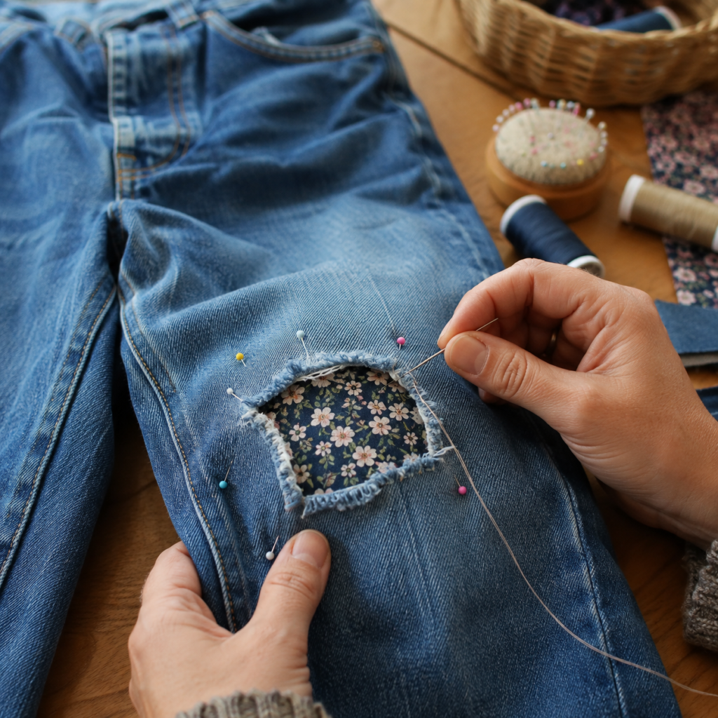Repair Damaged Denim With a Backing Patch Instead of Throwing It Away Repair Damaged Denim With a Backing Patch Instead of Throwing It Away