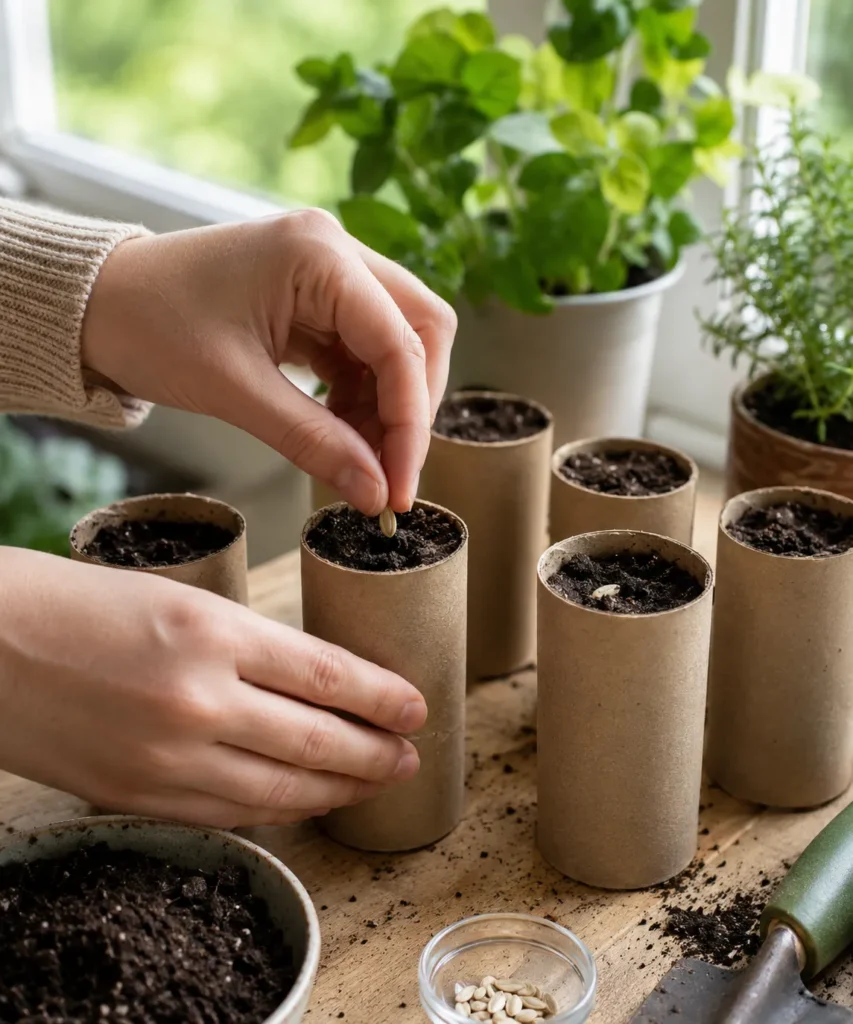 Reuse Cardboard Tubes as Seed Starters