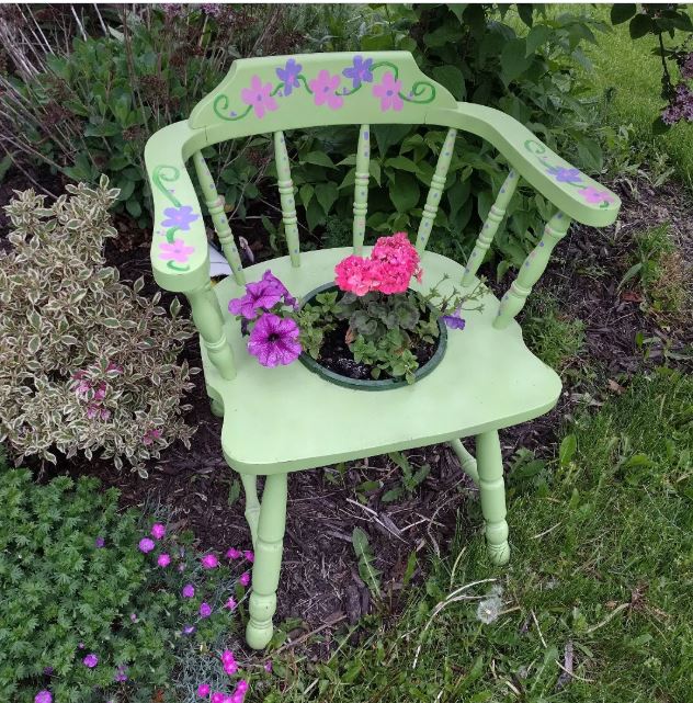 Rework a Wooden Chair as a Planter Stand Rework a Wooden Chair as a Planter Stand