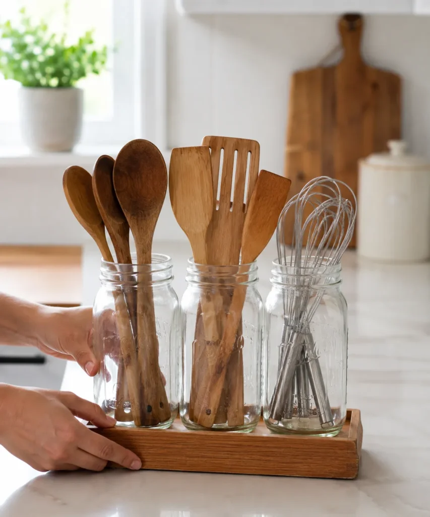 Turn Mason Jars Into an Everyday Utensil Station