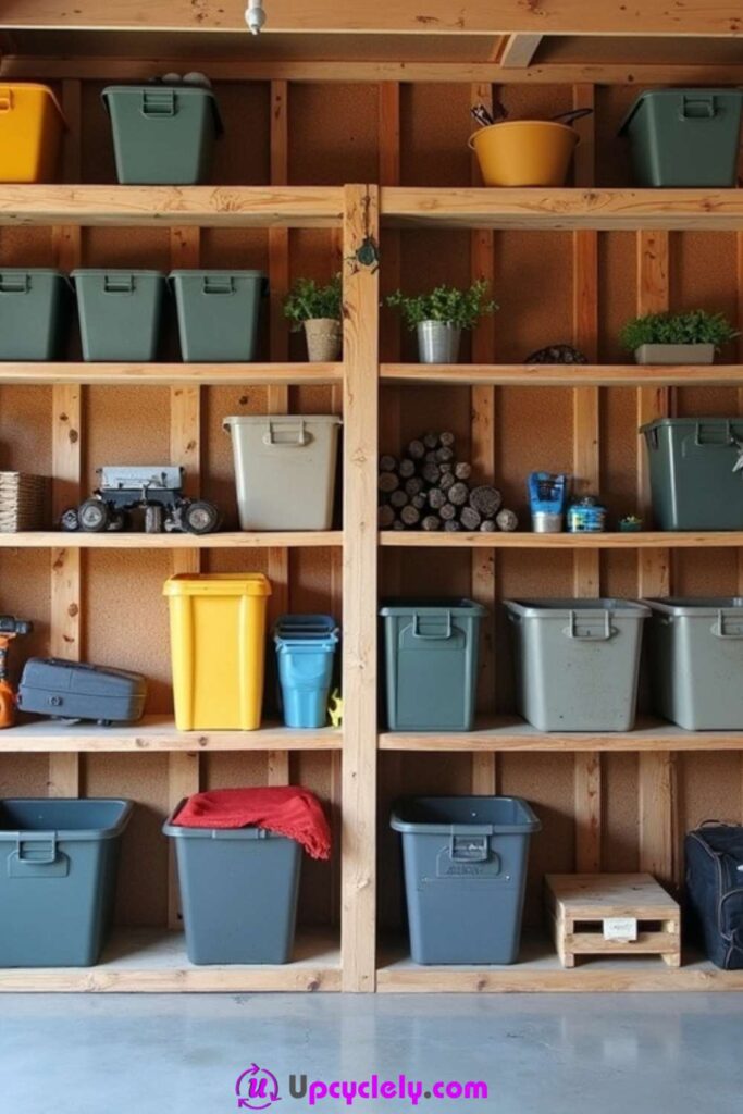 Recycled Wood Garage Shelves