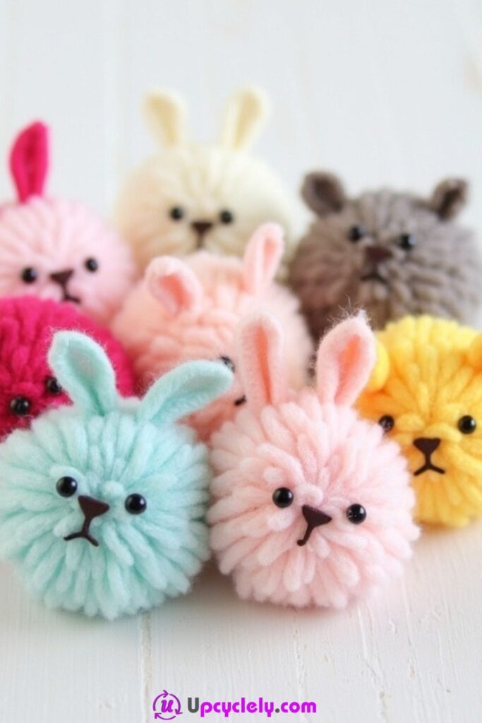 DIY Pom-Pom Animals with Felt Ears