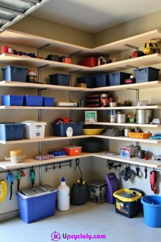 Corner Garage Storage Idea
